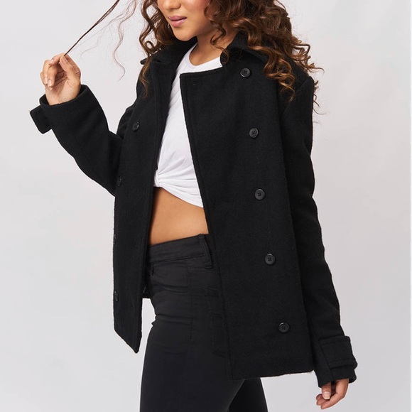 H&M Jackets & Blazers - H&M Black Double Breasted Urban Pea Coat